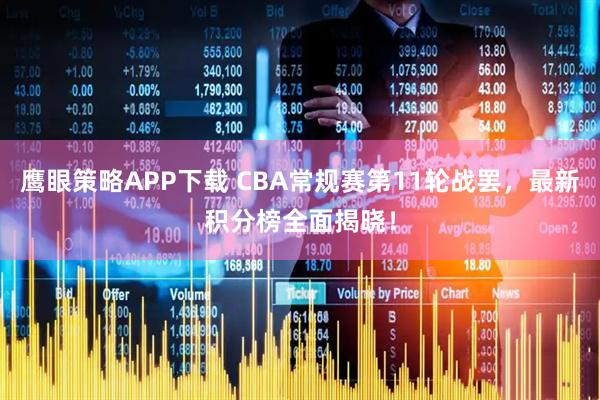 鹰眼策略APP下载 CBA常规赛第11轮战罢，最新积分榜全面揭晓！